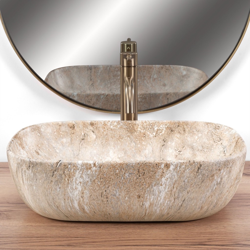 REA-U3323 - Umývadlo na dosku BELINDA 33,5x46,5 cm keramika/imitácia kameňa