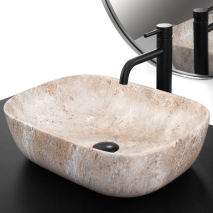 REA-U3323 - Umývadlo na dosku BELINDA 33,5x46,5 cm keramika/imitácia kameňa