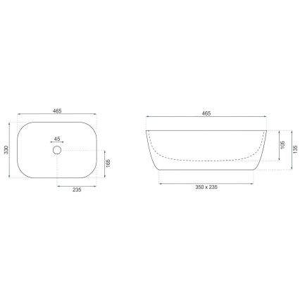 REA-U3601 - Umývadlo na dosku BELINDA 33x46,5 cm keramika/béžová/imitácia kameňa