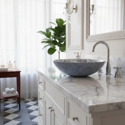 REA-U3608 - Umývadlo na dosku JULIANA 40 cm keramika/biela/modrá