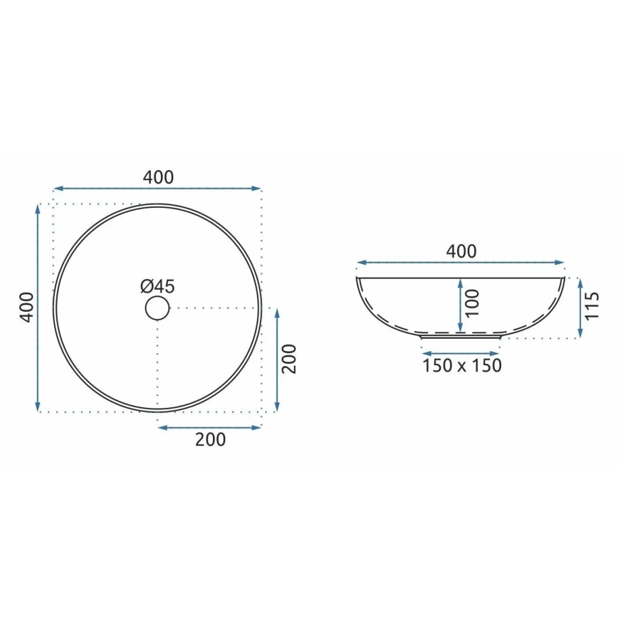 REA-U3608 - Umývadlo na dosku JULIANA 40 cm keramika/biela/modrá