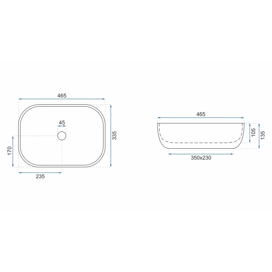 REA-U3801 - Umývadlo na dosku LIVIA 33,5x46,5 cm keramika/sivá/imitácia kameňa