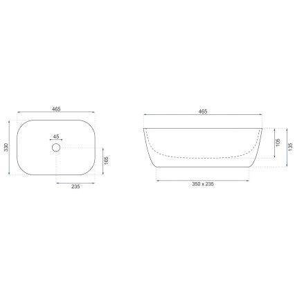 REA-U4000 - Umývadlo na dosku BELINDA 33x46,5 cm keramika/imitácia kameňa