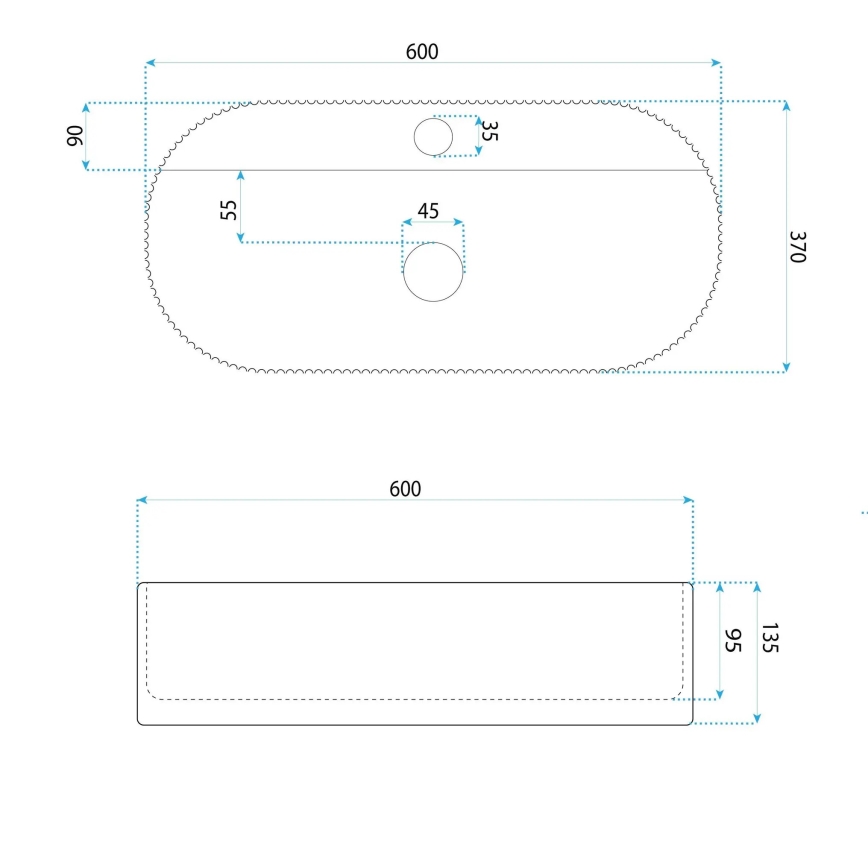 REA-U4002 - Umývadlo na dosku MARCELA 37x60 cm keramika/lesklá biela