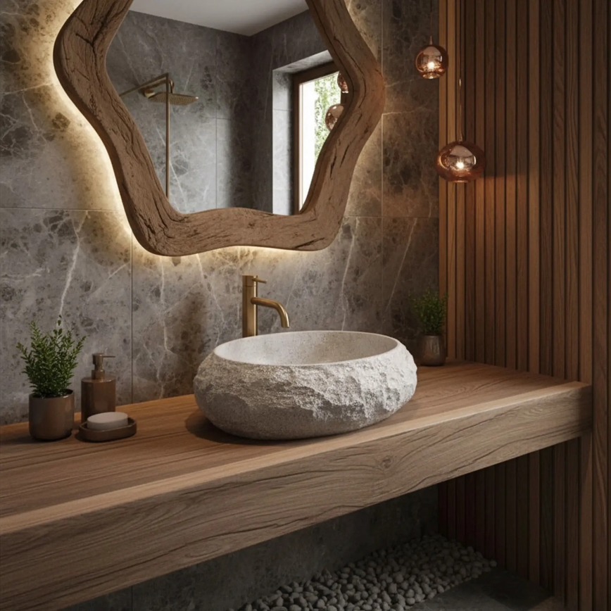 REA-U4332 - Umývadlo na dosku MIKA 38x50 cm béžová/šedá/imitácia kameňa