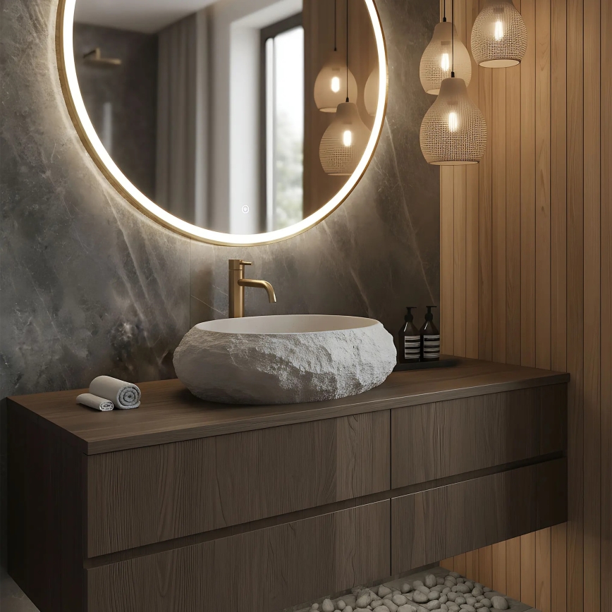 REA-U4332 - Umývadlo na dosku MIKA 38x50 cm béžová/šedá/imitácia kameňa