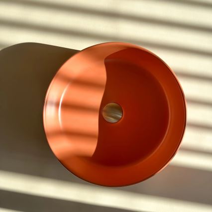 REA-U4566 - Umývadlo na dosku SAMI, Ø 37 cm, keramika/matná oranžová