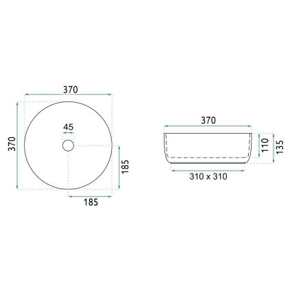 REA-U4566 - Umývadlo na dosku SAMI, Ø 37 cm, keramika/matná oranžová