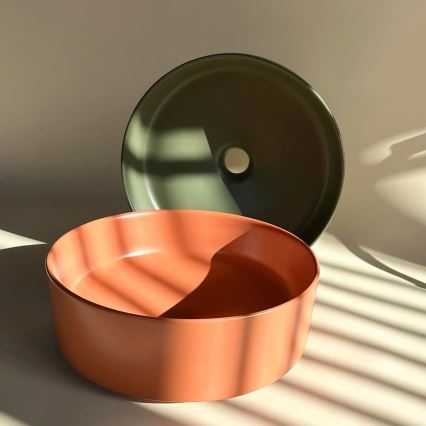 REA-U4567 - Umývadlo na dosku SAMI, priemer 37 cm, keramika/matná zelená