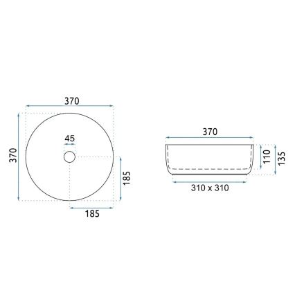 REA-U4567 - Umývadlo na dosku SAMI, priemer 37 cm, keramika/matná zelená