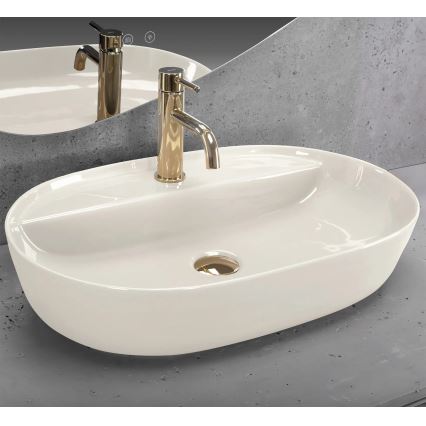 REA-U4589 - Umyvadlo na dosku AURA 41x61 cm keramika/lesklá krémová
