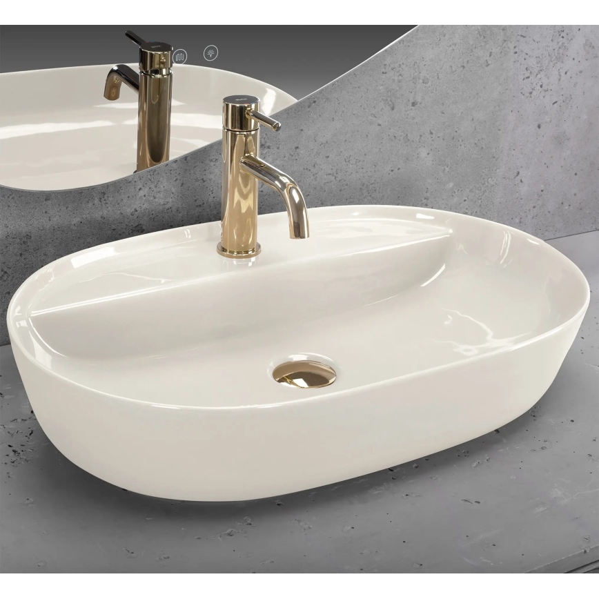 REA-U4589 - Umyvadlo na dosku AURA 41x61 cm keramika/lesklá krémová