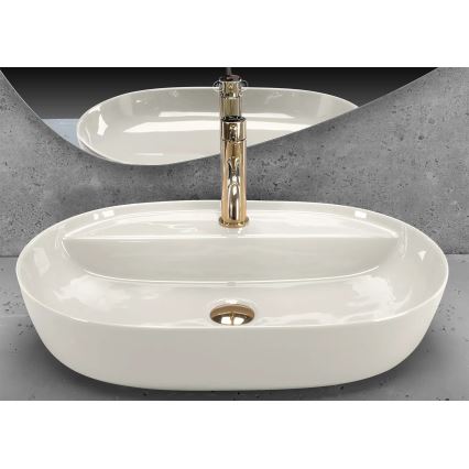 REA-U4589 - Umyvadlo na dosku AURA 41x61 cm keramika/lesklá krémová