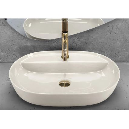REA-U4589 - Umyvadlo na dosku AURA 41x61 cm keramika/lesklá krémová