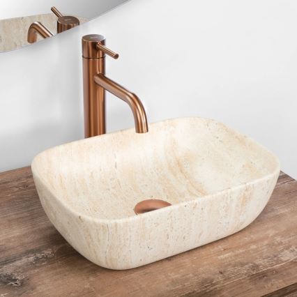 REA-U4700 - Umývadlo na dosku BELINDA 25x36 cm keramika/béžová/imitácia kameňa