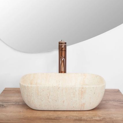REA-U4700 - Umývadlo na dosku BELINDA 25x36 cm keramika/béžová/imitácia kameňa