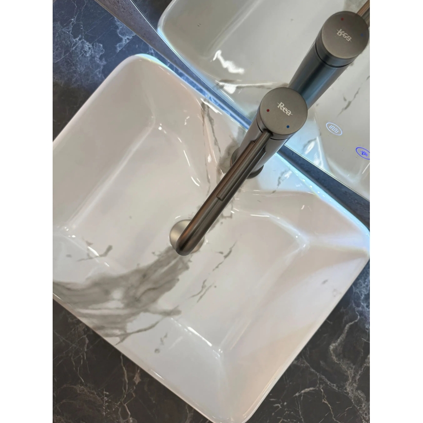 REA-U5052 - Umývadlo na dosku KELLY 38x49 cm keramika/biela/mramorový dekor