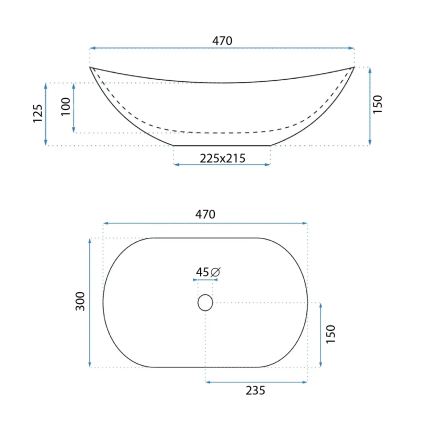 REA-U5063 - Umývadlo na dosku ROYAL MINI 30x47 cm keramika/biela/imitácia kameňa