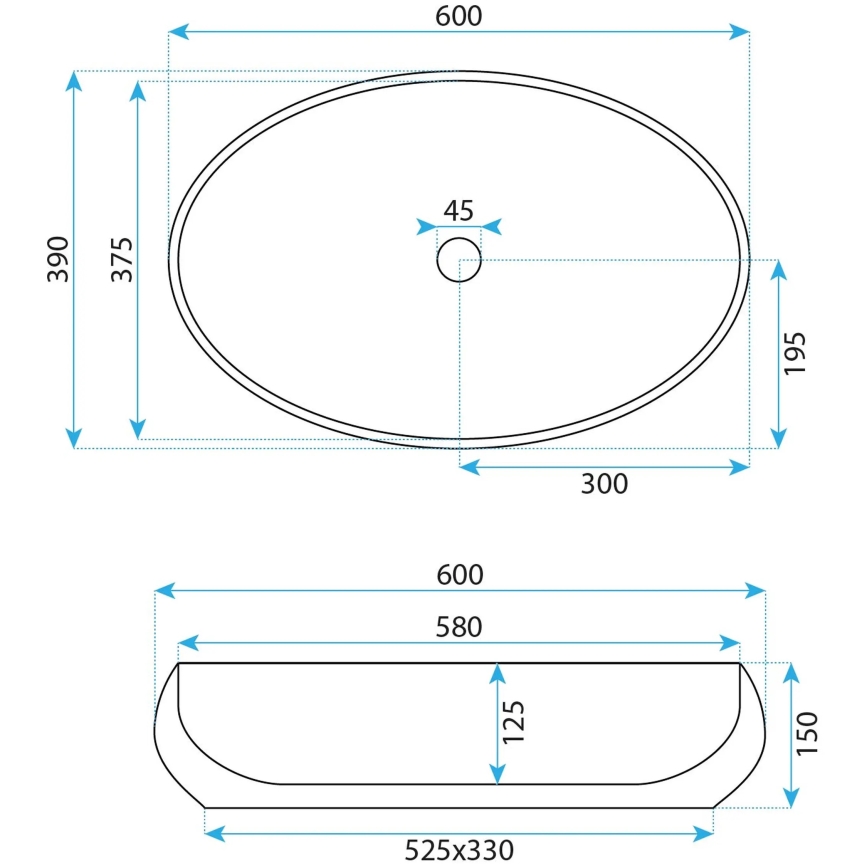 REA-U5660 - Umyvadlo na dosku MAYA 39x60 cm keramika/lesklá biela
