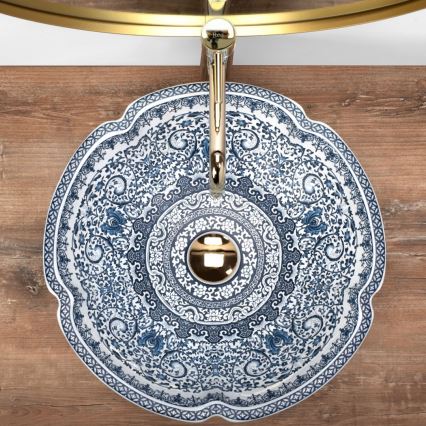 REA-U5666 - Umývadlo na dosku VIVIEN pr. 42,5 cm keramika/ornamentálny vzor