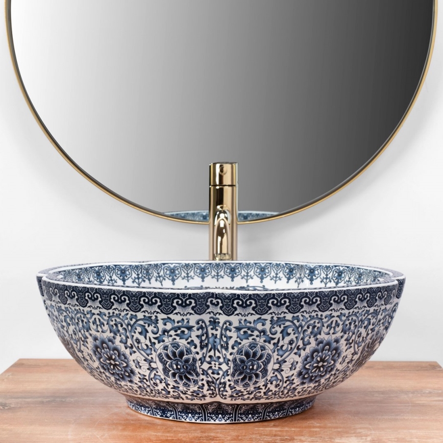 REA-U5666 - Umývadlo na dosku VIVIEN pr. 42,5 cm keramika/ornamentálny vzor