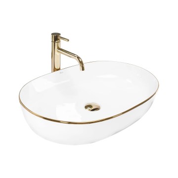 REA-U6211 - Umyvadlo na dosku CLEO 41x60,5 cm keramika/biela/zlatá