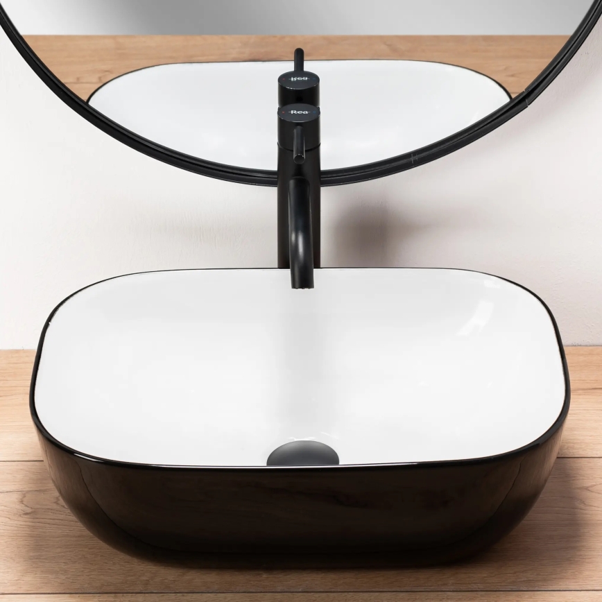 REA-U6332 - Nadpultné umývadlo BELINDA 33 x 46,5 cm keramika/čierna/biela