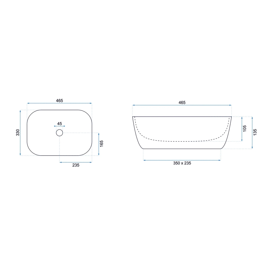 REA-U6332 - Nadpultné umývadlo BELINDA 33 x 46,5 cm keramika/čierna/biela