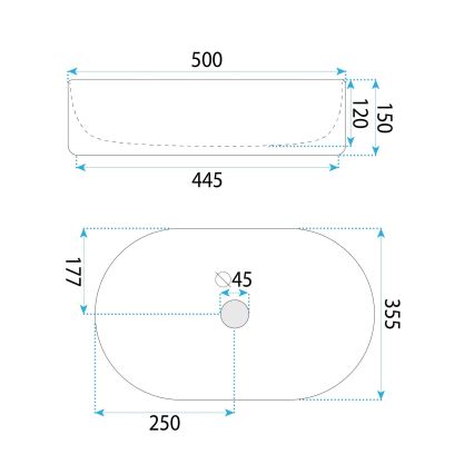 REA-U6366 - Umývadlo na dosku OKTAWIA 35,5x50 cm keramika/biela