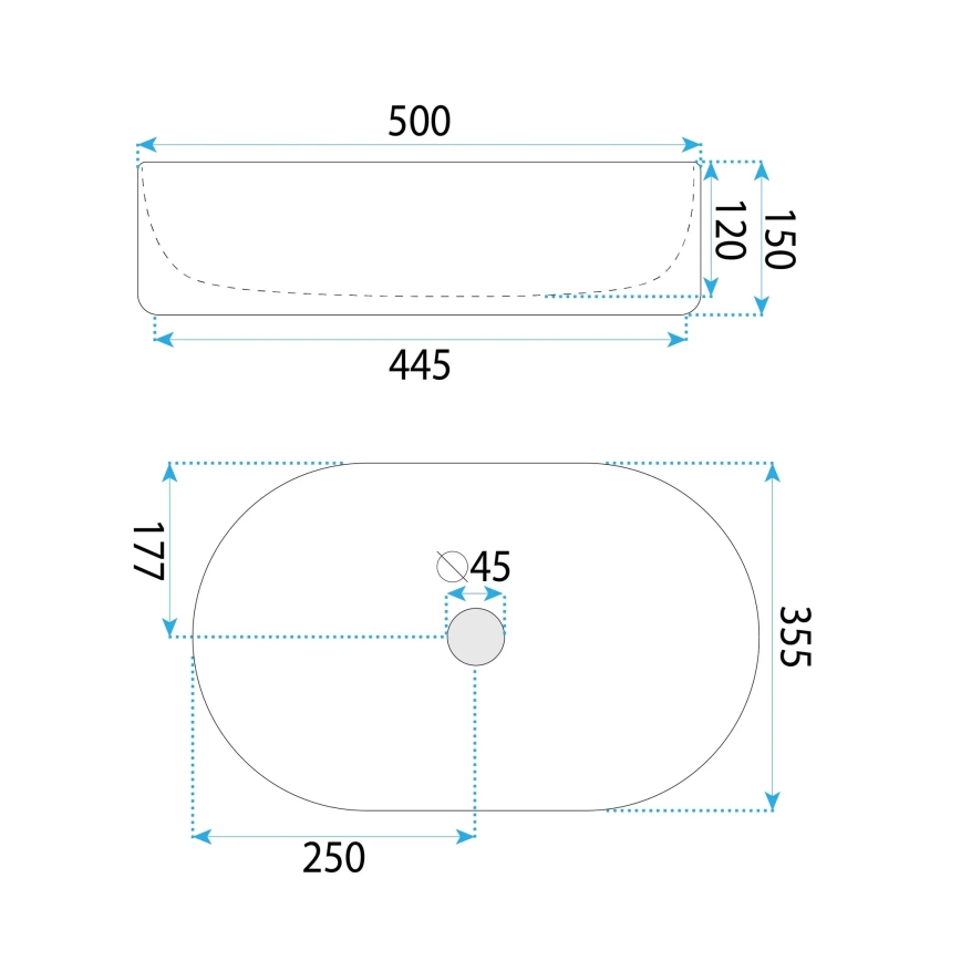 REA-U6366 - Umývadlo na dosku OKTAWIA 35,5x50 cm keramika/biela