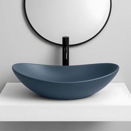 REA-U6373 - Umývadlo na dosku ROYAL 35,5x61,5 cm keramika/modrá