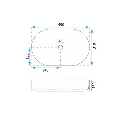 REA-U6375 - Umývadlo na dosku VANDA 31x49 cm keramika/matná modrá