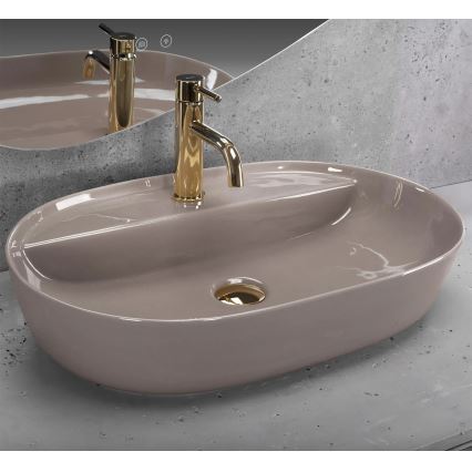 REA-U6381 - Umývadlo na dosku AURA 41x61 cm keramika/lesklá hnedá