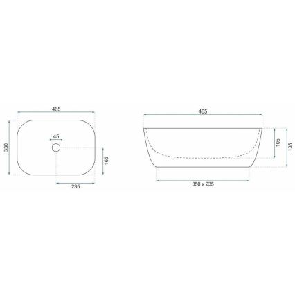 REA-U6384 - Umývadlo na dosku BELINDA 33x46,5 cm keramika/čierna/hnedá