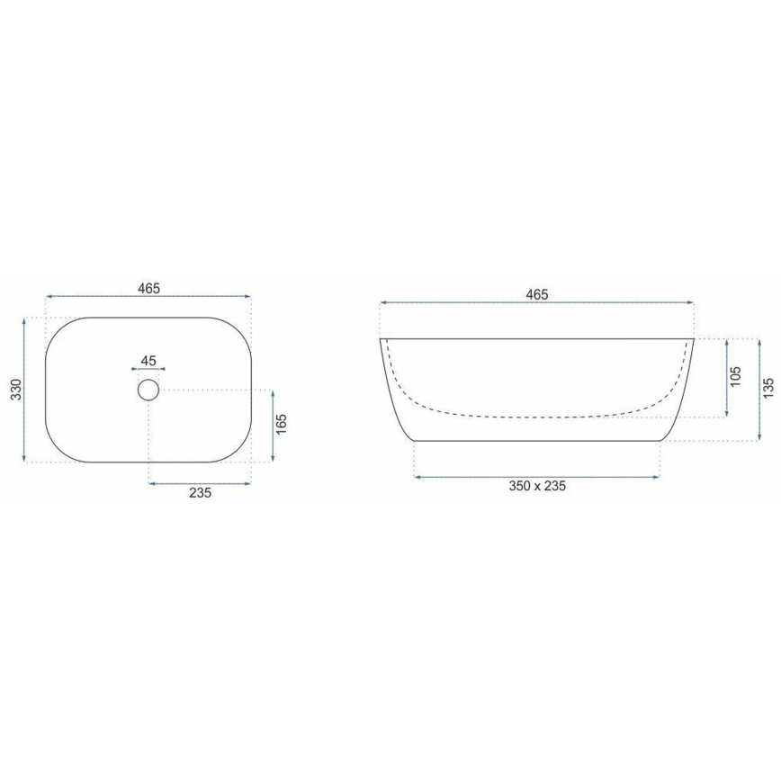 REA-U6384 - Umývadlo na dosku BELINDA 33x46,5 cm keramika/čierna/hnedá