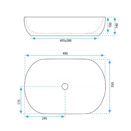 REA-U6620 - Umývadlo na dosku LISA 35x49 cm keramika/lesklá modrá