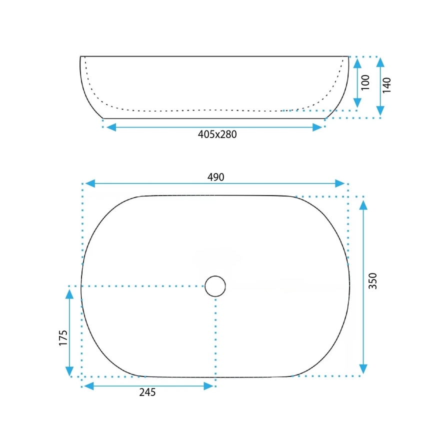 REA-U6620 - Umývadlo na dosku LISA 35x49 cm keramika/lesklá modrá