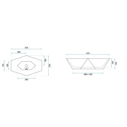 REA-U6643 - Umývadlo na dosku VEGAS 37x57 cm keramika/lesklá biela