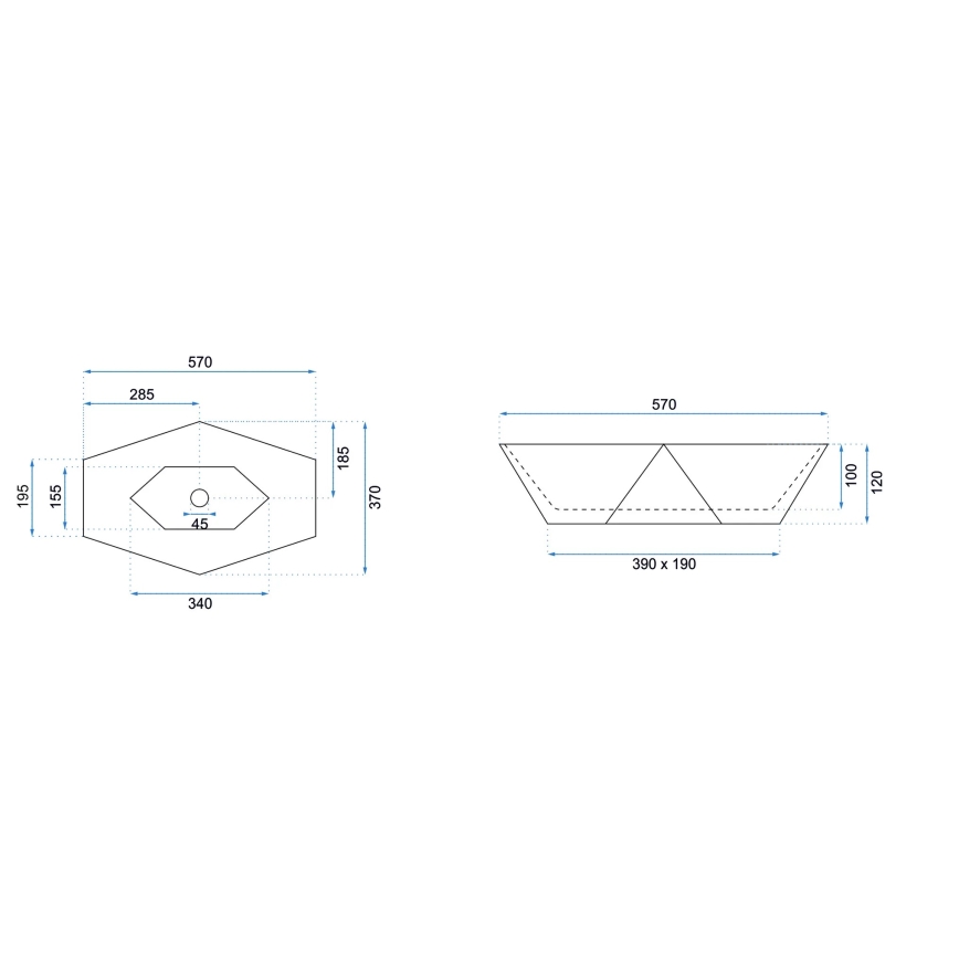 REA-U6643 - Umývadlo na dosku VEGAS 37x57 cm keramika/lesklá biela