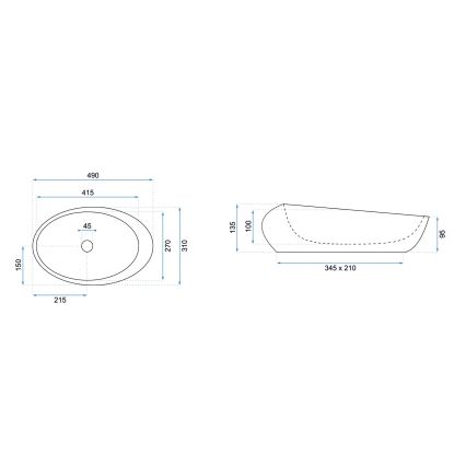 REA-U6651 - Umývadlo na dosku ROXY 31x49 cm keramika/šedá/imitácia kameňa