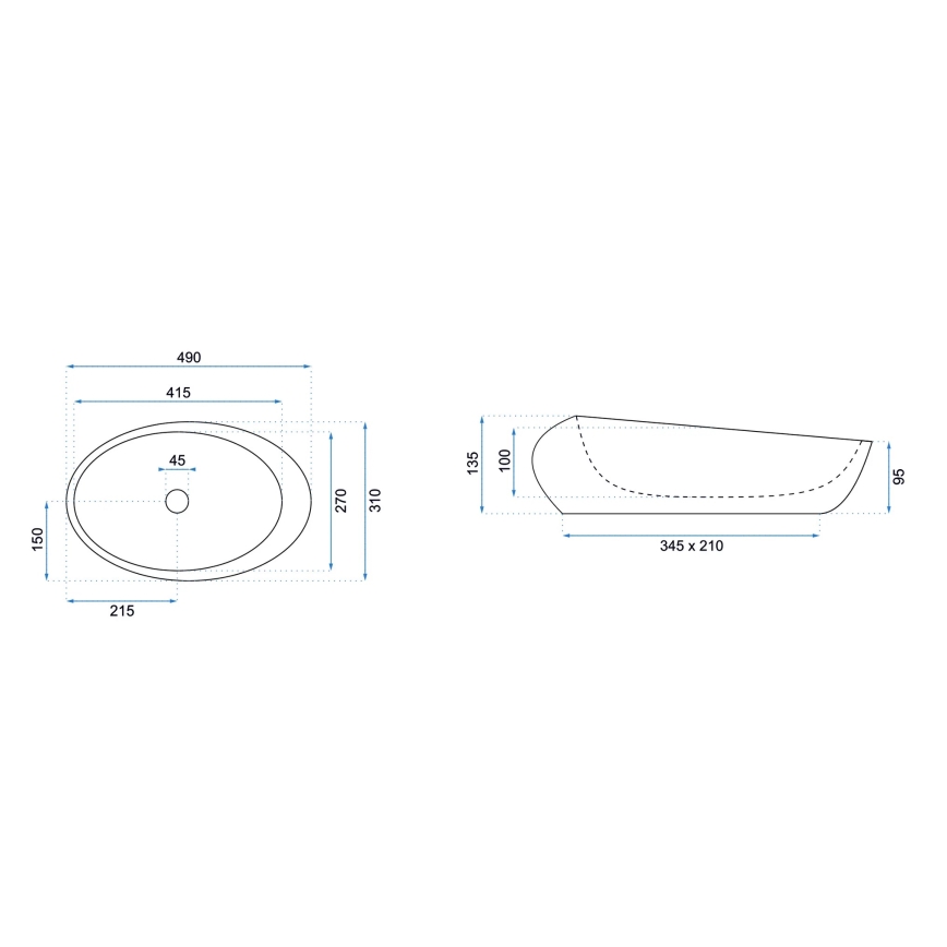 REA-U6651 - Umývadlo na dosku ROXY 31x49 cm keramika/šedá/imitácia kameňa