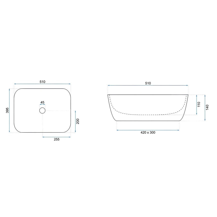 REA-U6689 - Umývadlo na dosku FREJA 39,5x51 cm keramika/béžová/imitácia kameňa
