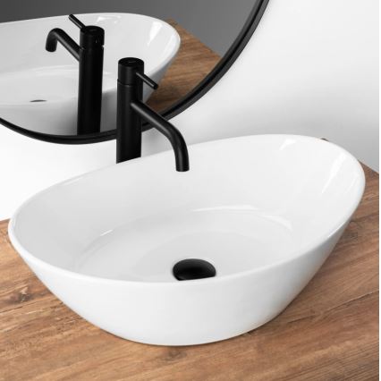 REA-U6801 - Umývadlo na dosku KATE 33,5x55,5 cm keramika/lesklá biela