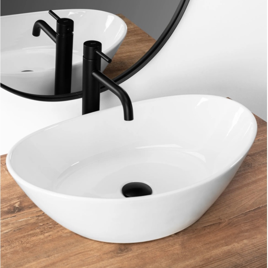REA-U6801 - Umývadlo na dosku KATE 33,5x55,5 cm keramika/lesklá biela