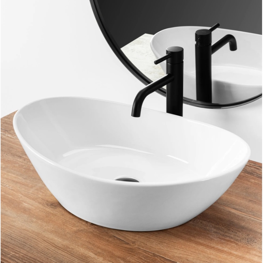 REA-U6801 - Umývadlo na dosku KATE 33,5x55,5 cm keramika/lesklá biela