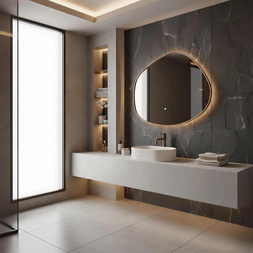 REA-U7342 - Umývadlo na dosku VANDA 31x49 cm keramika/béžová/imitácia kameňa