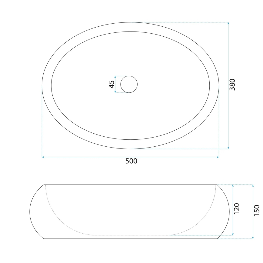 REA-U7347 - Umývadlo na dosku MIKA 38x50 cm béžová/imitácia kameňa