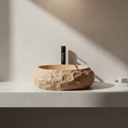 REA-U7348 - Umývadlo na dosku MIKA 38x50 cm oranžová/béžová/imitácia kameňa