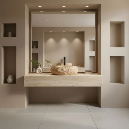 REA-U7348 - Umývadlo na dosku MIKA 38x50 cm oranžová/béžová/imitácia kameňa