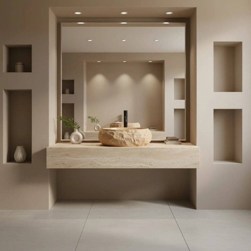 REA-U7348 - Umývadlo na dosku MIKA 38x50 cm oranžová/béžová/imitácia kameňa